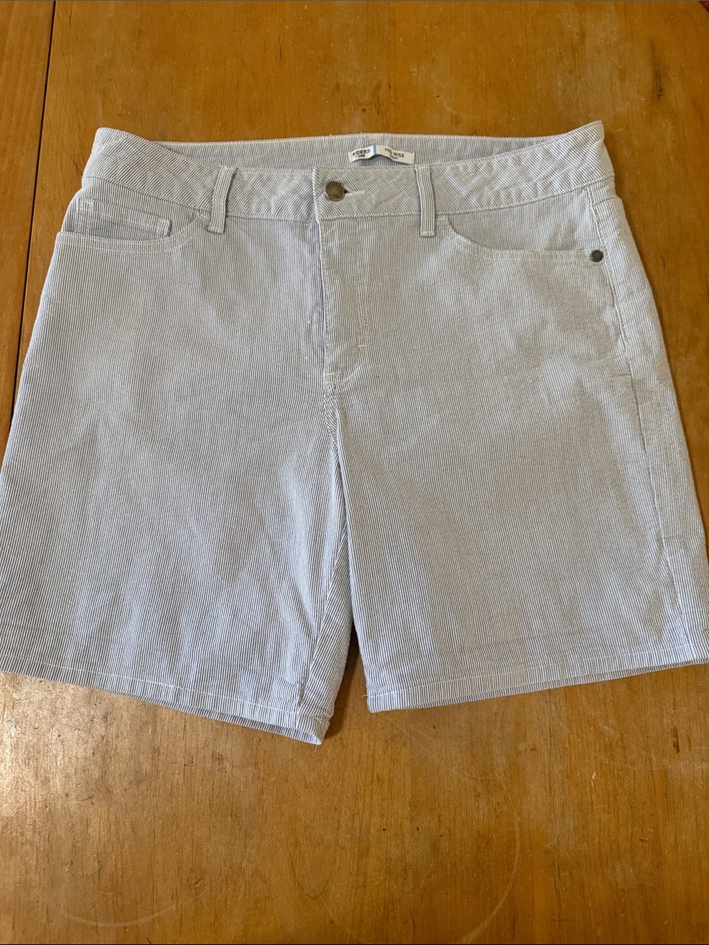 Blue&White striped Lee rider shorts bermudas womens sz 14 mid rise